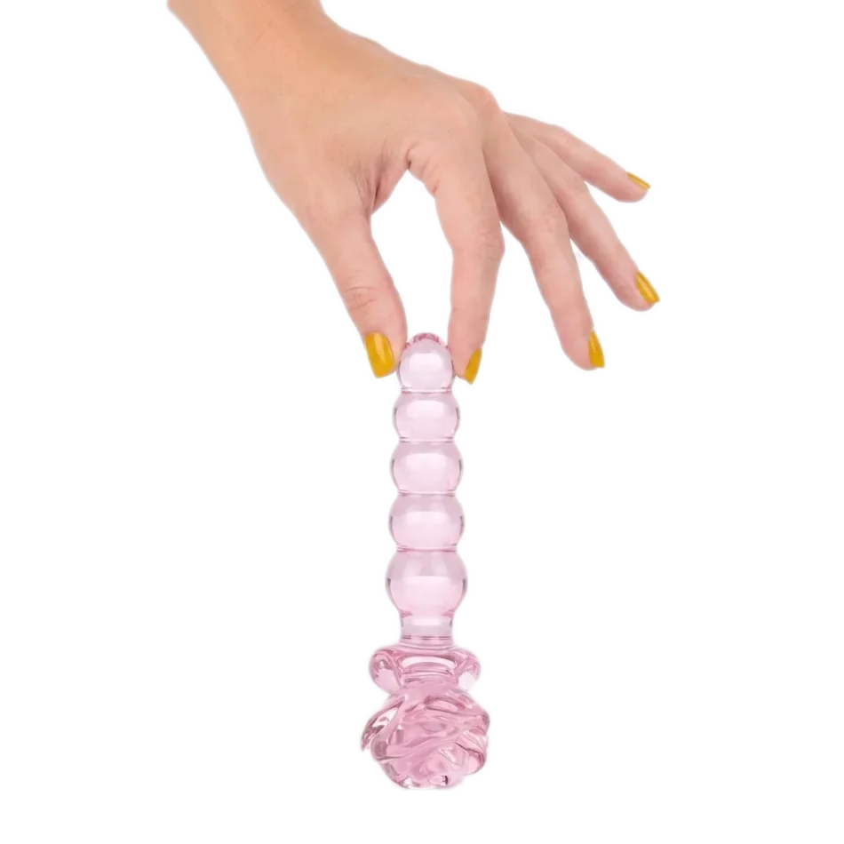 Dildo de Cristal con Forma de Rosa