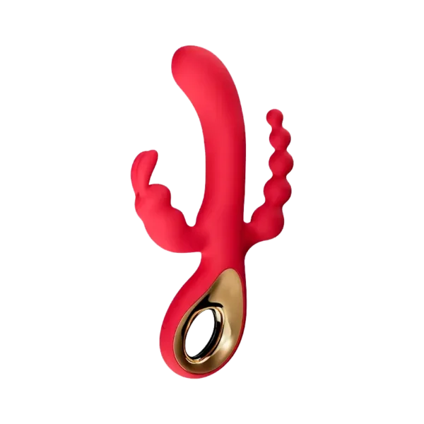 vibrador conejo triple bizcochito rojo