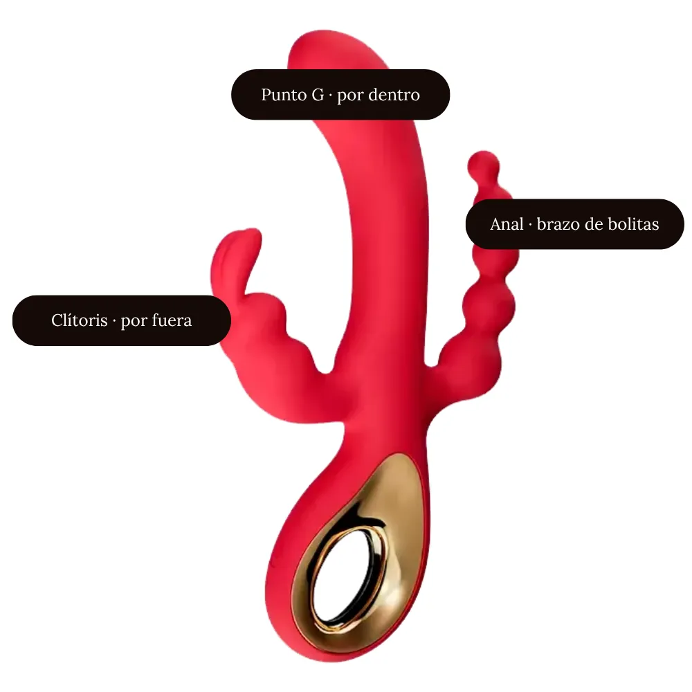 Vibrador Bizcochito y sus tres brazos: clítoris, punto G y anal