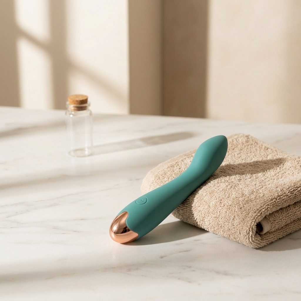 Vibrador de punto G Suspiro de non tabú, silicona verde con base dorada